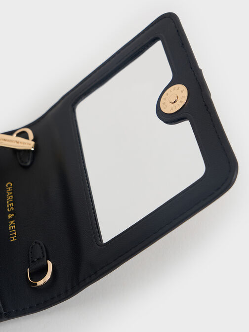 Agatha Chain-Accent Card Holder, Black, hi-res