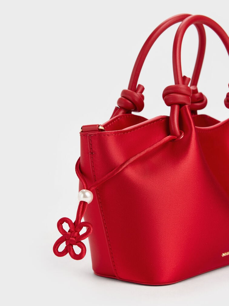 Sammie Pearl-Butterfly Knotted-Handle Tote Bag, Red, hi-res