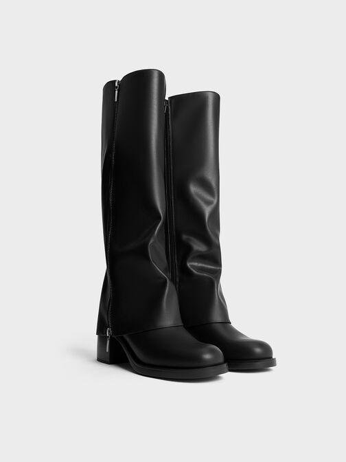 Louise Side-Zip Knee-High Boots, Black, hi-res