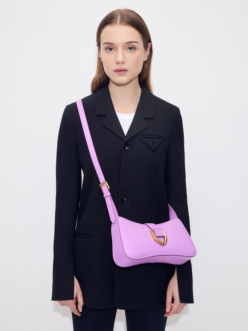 Gabine Curved Shoulder Bag, Violet, hi-res