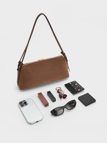 Deyna Recycled Suede Double-Strap Shoulder Bag, Mocha Brown, hi-res