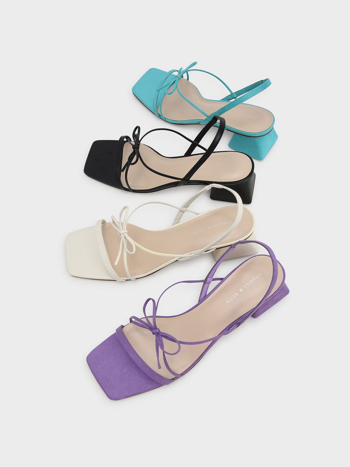 Strappy Bow Slingback Sandals, Chalk, hi-res