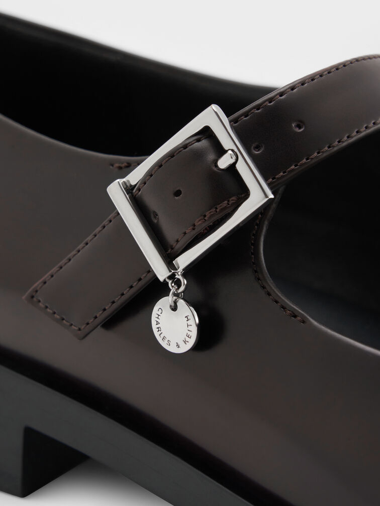 Circle-Charm Buckled Mary Janes, Burgundy, hi-res