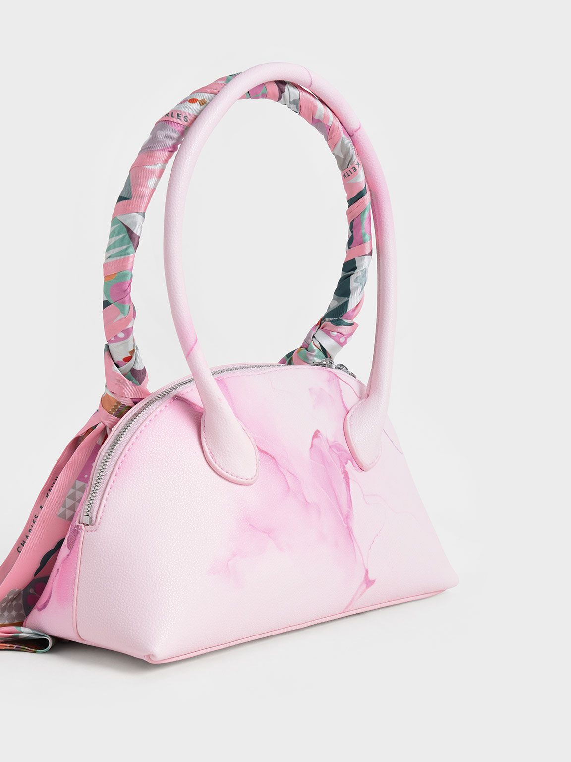 Alcott Scarf-Wrapped Shoulder Bag, Light Pink, hi-res
