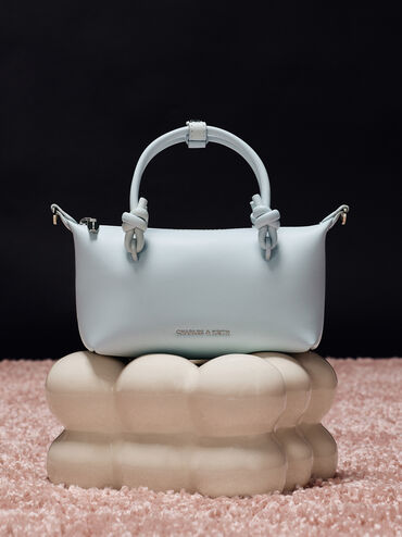กระเป๋าโท้ทหูจับแบบปมรุ่น Sammie, สีซีซอลต์บลู, hi-res