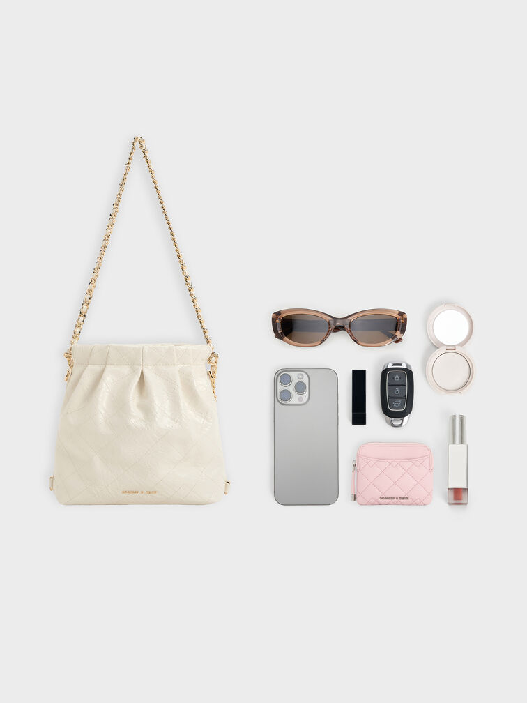 กระเป๋าเป้สองฟังก์ชันดีไซน์สายโซ่รุ่น Duo, สีครีม, hi-res