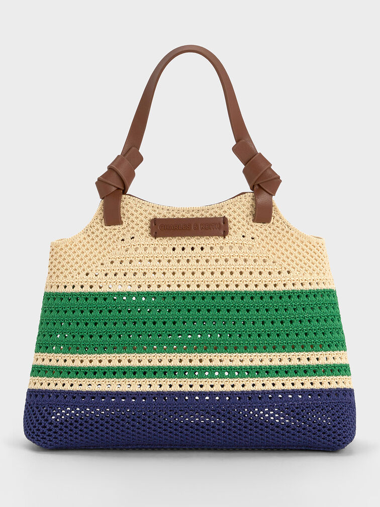 Ida Striped Knotted Handle Tote Bag, , hi-res
