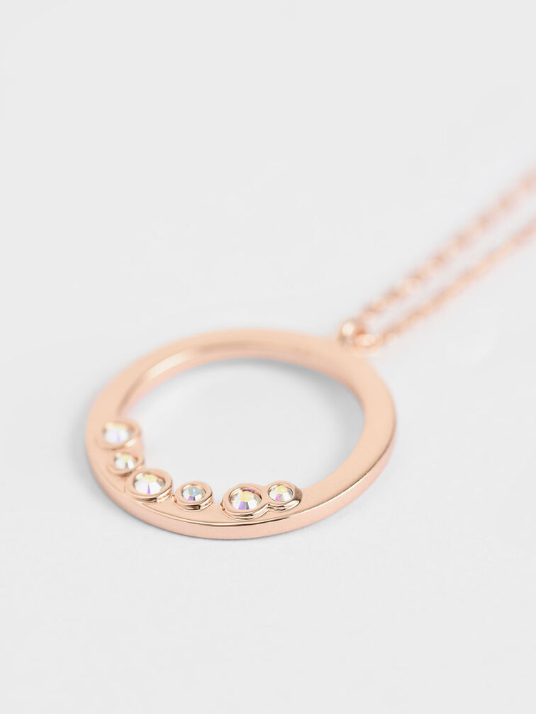 Swarovski® Crystal Studded Pendant Necklace, สีโรสโกลด์, hi-res