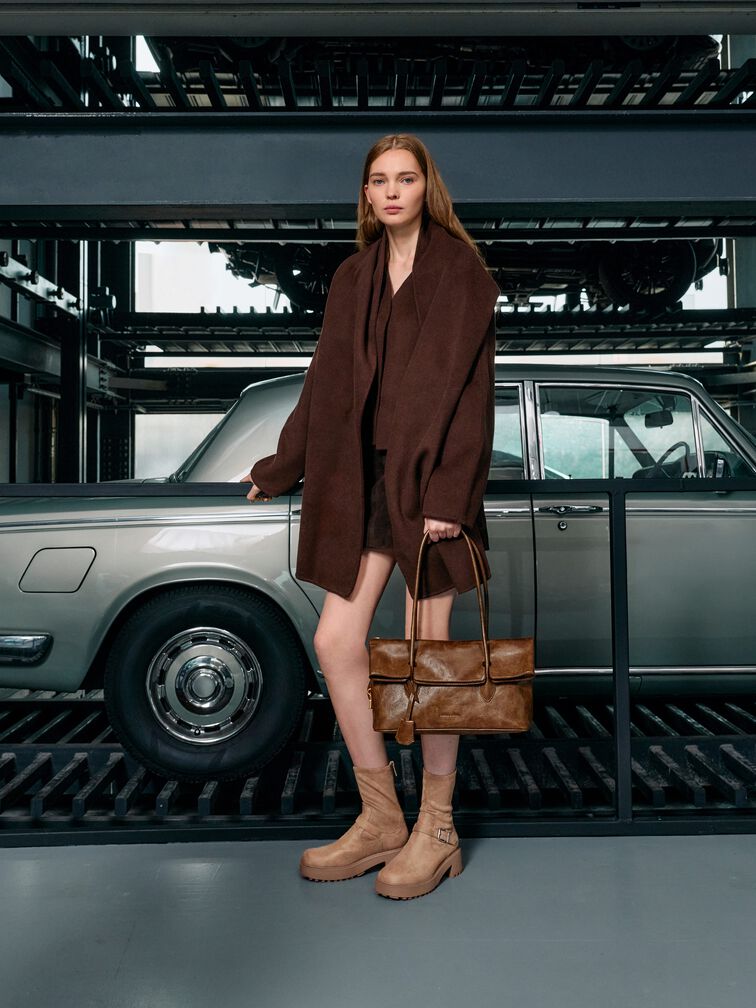 Aveline Front-Flap Shoulder Bag, Pecan Brown, hi-res