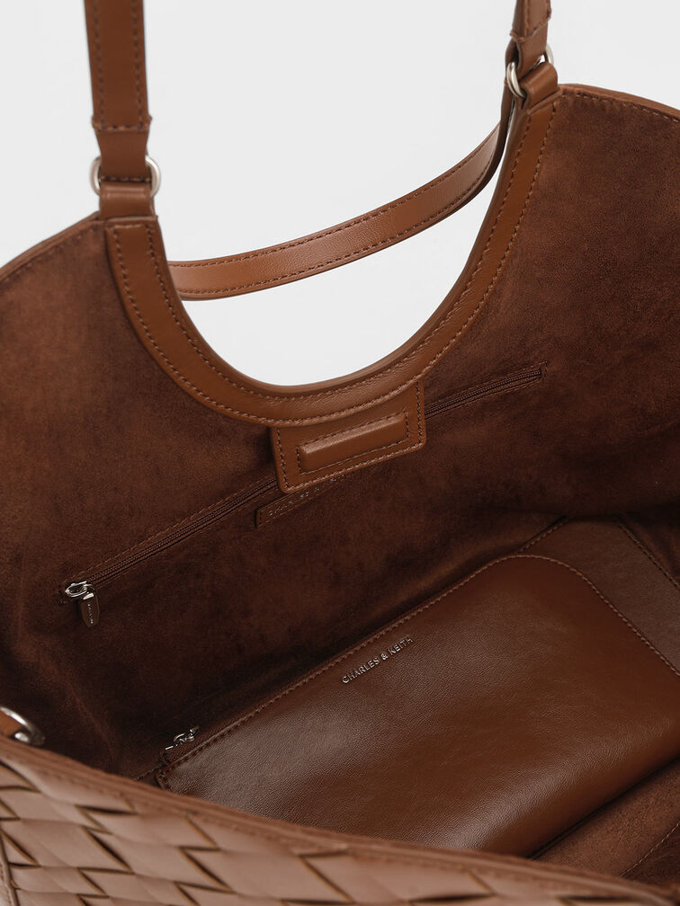 Ivette Woven Tote Bag, Chocolate, hi-res