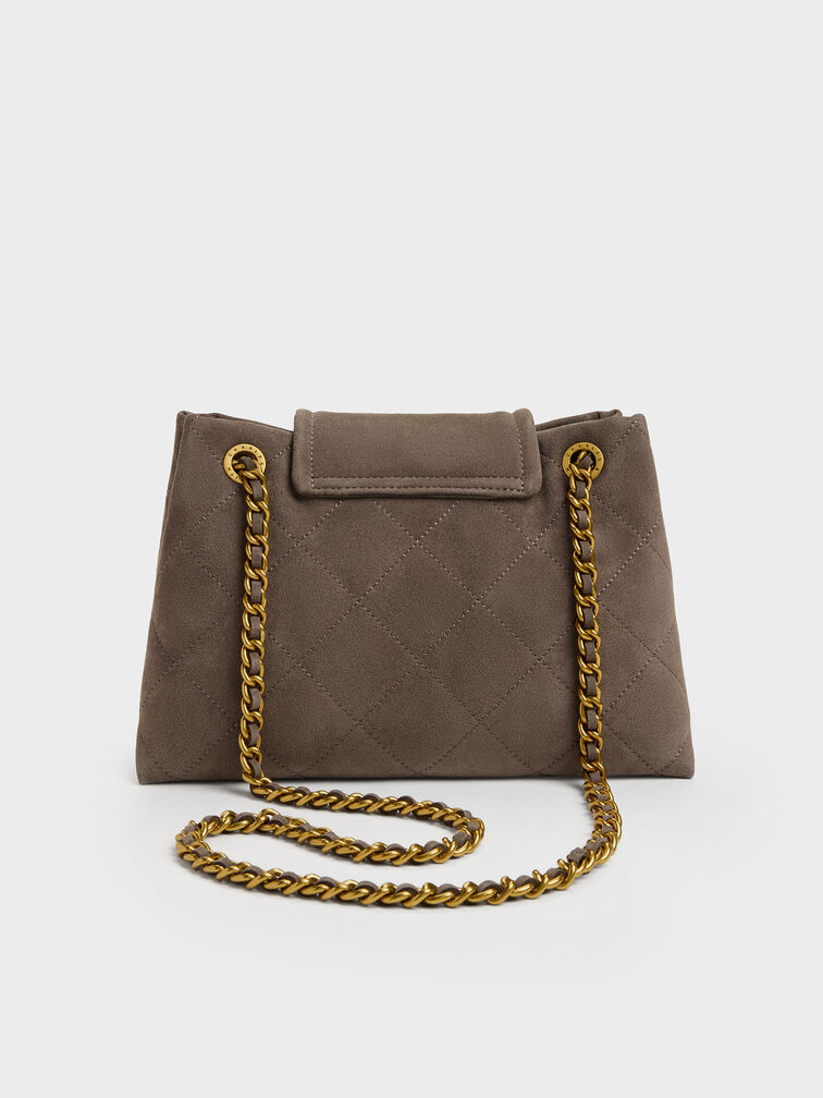 Apfra Quilted Shoulder Bag, Stone Grey, hi-res