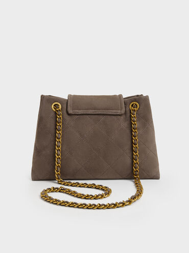 Apfra Quilted Shoulder Bag, Stone Grey, hi-res