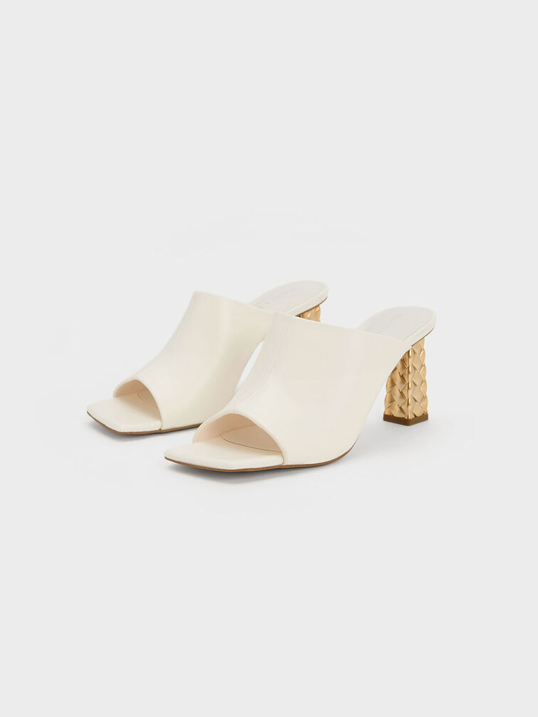Open Toe Quilted Heel Mules, , hi-res