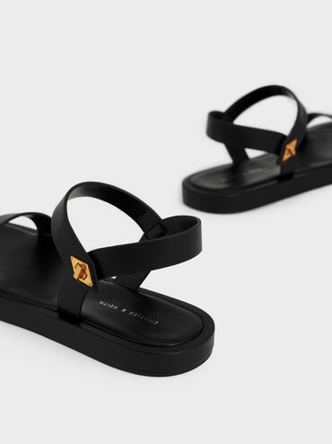 Back Strap Sandals, Black, hi-res