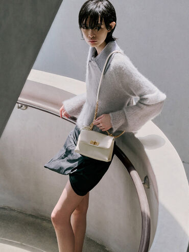 Mini Kerry Chain-Handle Crossbody Bag, Cream, hi-res