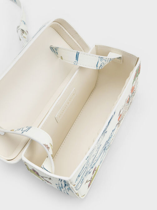 Rabbit Illustrated Boxy Bag, สีครีม, hi-res