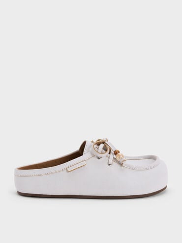 รองเท้าเปิดส้นดีเทลเชือกตกแต่งด้วยลูกปัดรุ่น Gale, สีขาว, hi-res