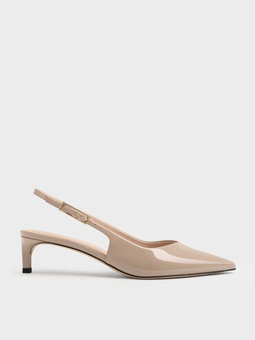 รองเท้าปิดส้นพร้อมสายรัดข้อเท้าหนังแก้วรุ่น Luciana, สีโทป, hi-res