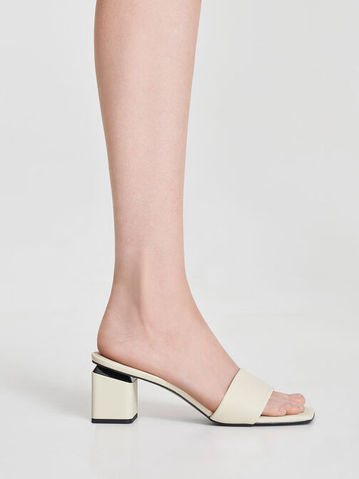 Square Block Heel Mules, สีชอล์ค, hi-res