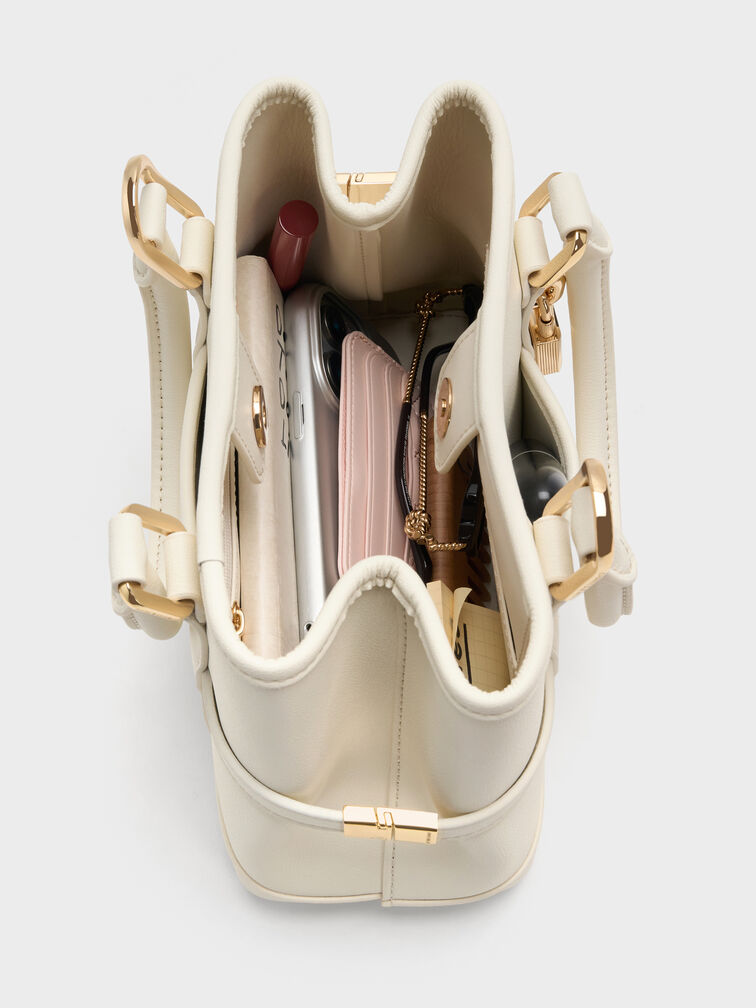 กระเป๋าโท้ทไซซ์มินิรุ่น Scottie, สีครีม, hi-res