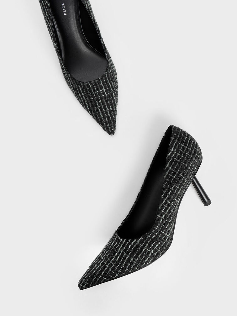 Cylindrical Heel Tweed Pumps, , hi-res