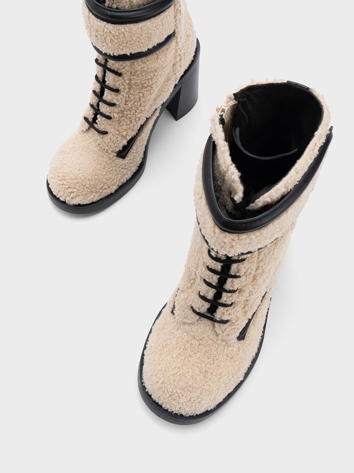 Furry lace up boots online