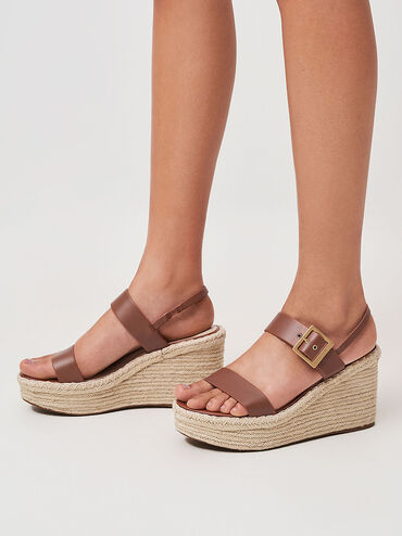 Buckled Espadrille Wedges, , hi-res