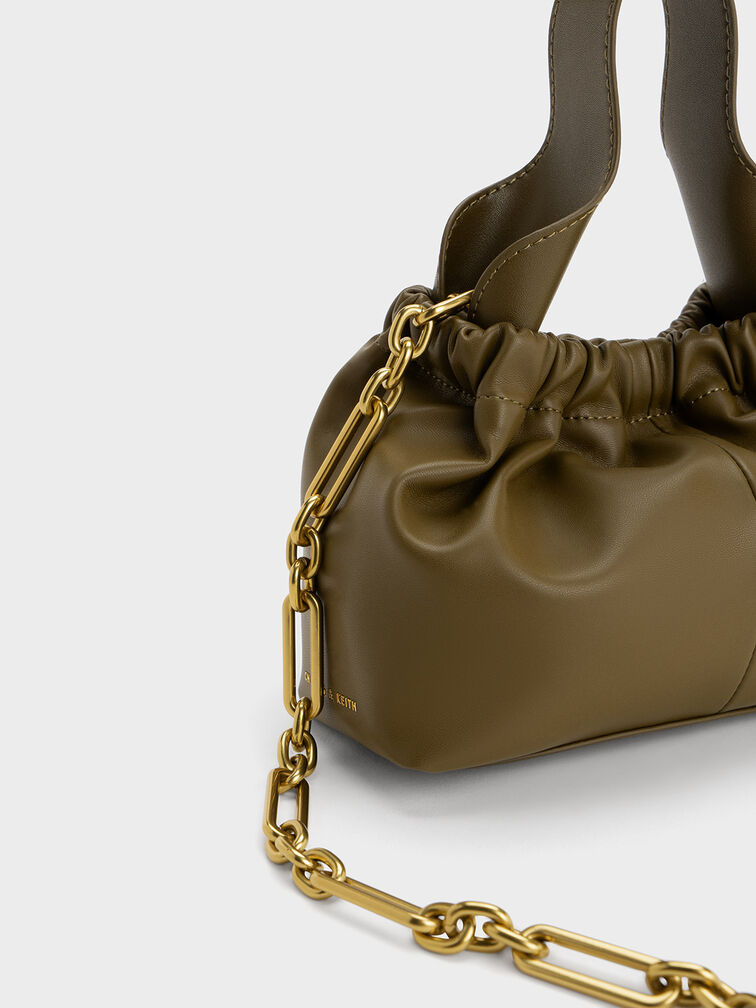 Ally Ruched Slouchy Chain-Handle Bag, , hi-res