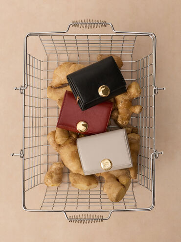 กระเป๋าสตางค์ใบสั้นรุ่น Behn, สีอิฐ, hi-res