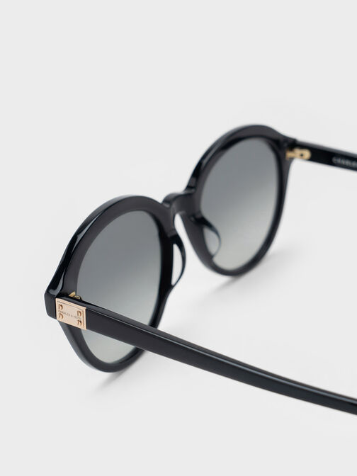 Recycled Acetate Round Cat-Eye Sunglasses, , hi-res