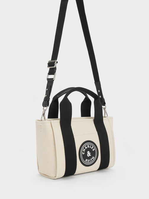 Kay Canvas Contrast-Trim Tote Bag, , hi-res