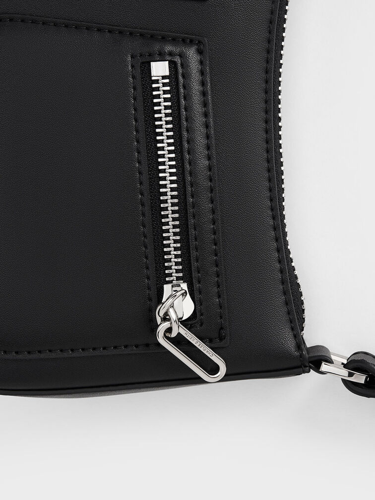 Chain-Strap Shoulder Bag, Noir, hi-res