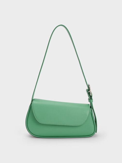 Petra Asymmetrical Front Flap Bag, สีเขียว, hi-res