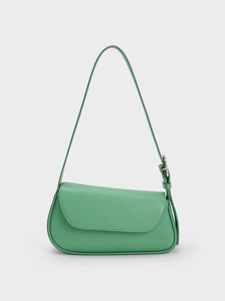 Green Petra Asymmetrical Front Flap Bag - CHARLES & KEITH TH