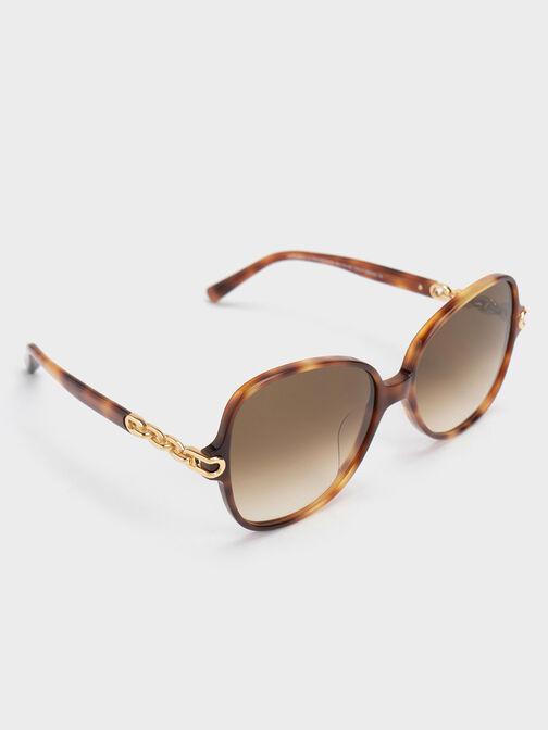 Chain-Link Oversized Butterfly Sunglasses, , hi-res