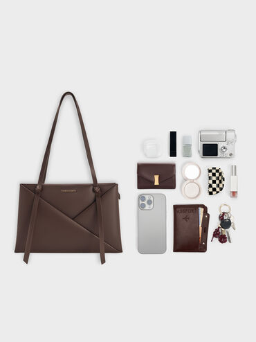 กระเป๋าโท้ททรงสี่เหลี่ยมผืนผ้ารุ่น Midori, สีเอสเพรสโซบราวน์, hi-res