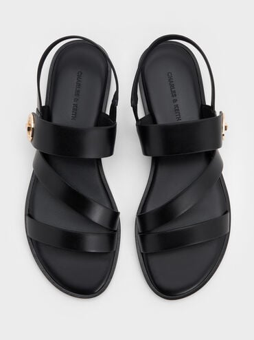 Yara Turn Lock Strappy Sandals, Black, hi-res