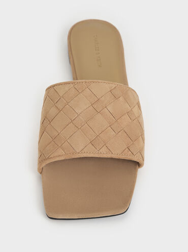 Ivette Faux Suede Woven Slide Sandals, Sand, hi-res