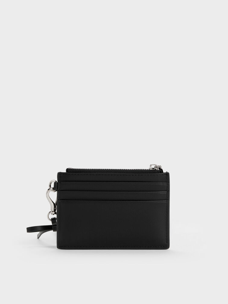 Hazel Bow Panelled Card Holder, Noir, hi-res