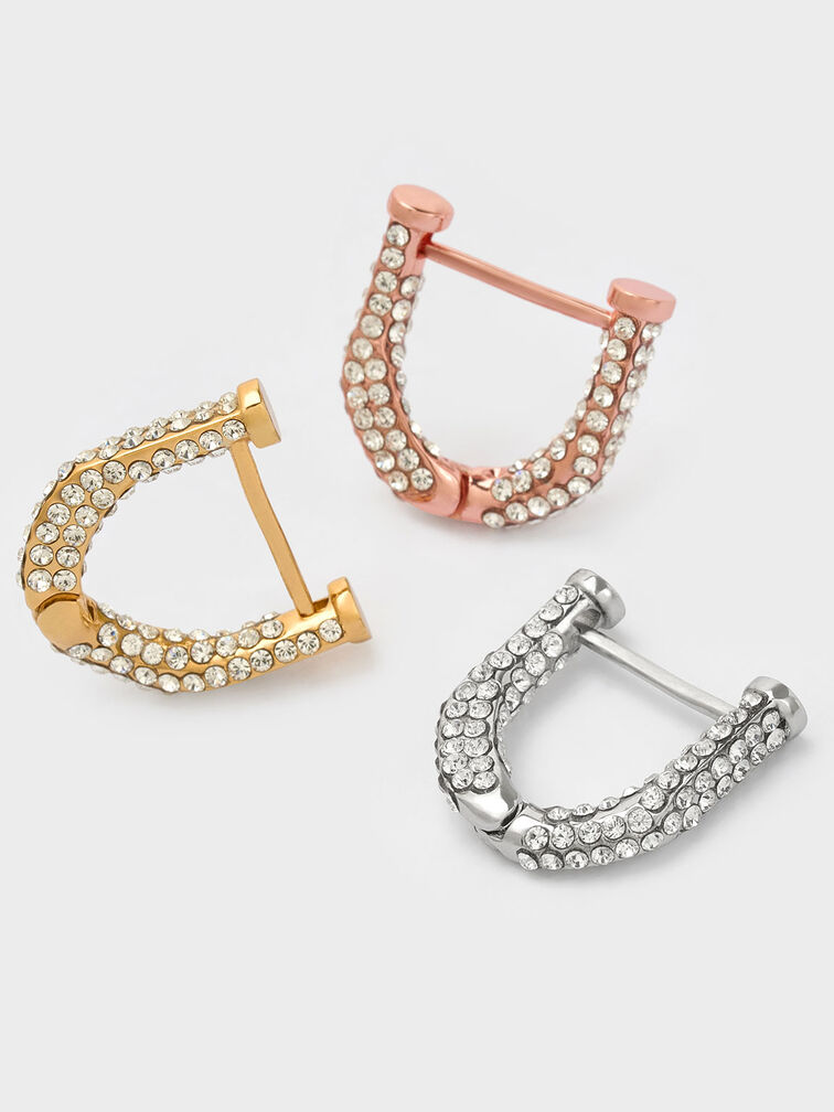 Gabine Swarovski Crystal Huggie Earrings, สีเงิน, hi-res