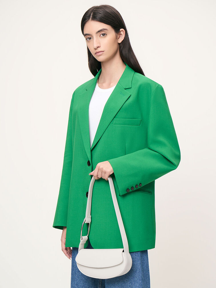 Curved Front Flap Shoulder Bag, , hi-res