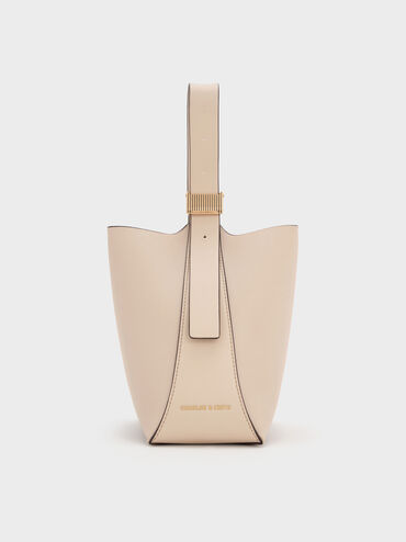 กระเป๋าทรงถังรุ่น Edna, สีโอ๊ต, hi-res