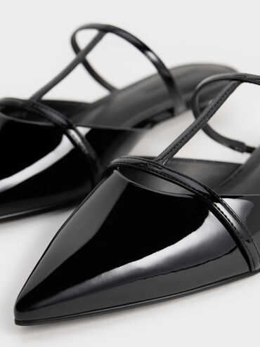 Clara T-Bar Pointed-Toe Mules, Black Boxed, hi-res