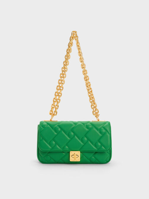 Tillie Quilted Chain Bag, สีเขียว, hi-res