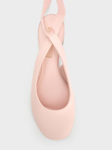 Satin Tie-Around Ballet Flats, Light Pink, hi-res