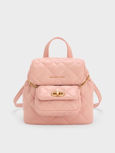 Aubrielle Quilted Backpack, Pink, hi-res
