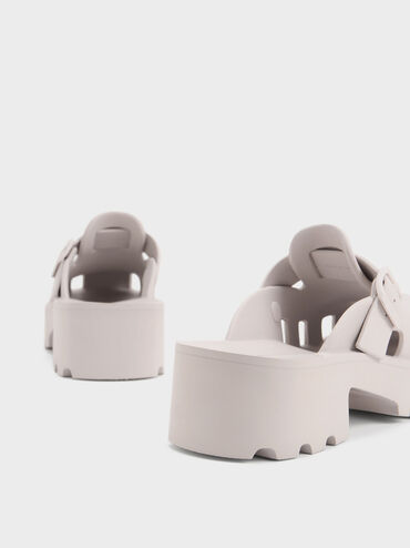 Mae Buckled Platform Mules, Nude, hi-res
