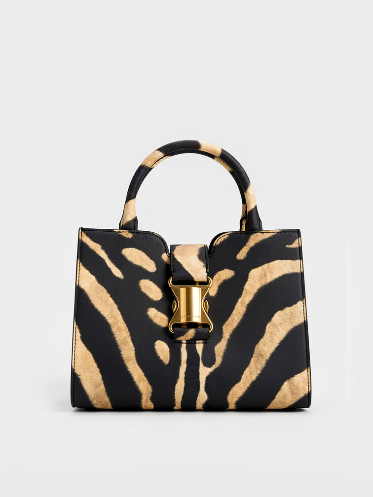 Ivy Animal Print Metallic Buckle Tote, , hi-res