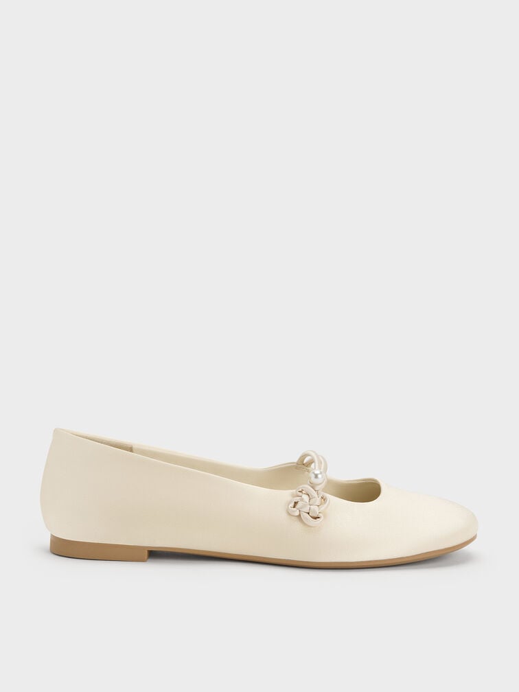 Orinda Knot-Pearl Mary Jane Flats, Butter, hi-res