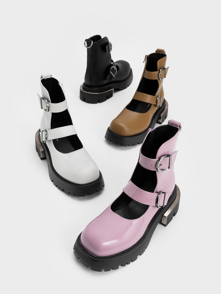 Selma Patent Buckled Chunky Boots, , hi-res